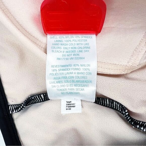 Kona Sol Black White Striped High Neck Racerback Swim Bikini Top Size Medium - Picture 4 of 4